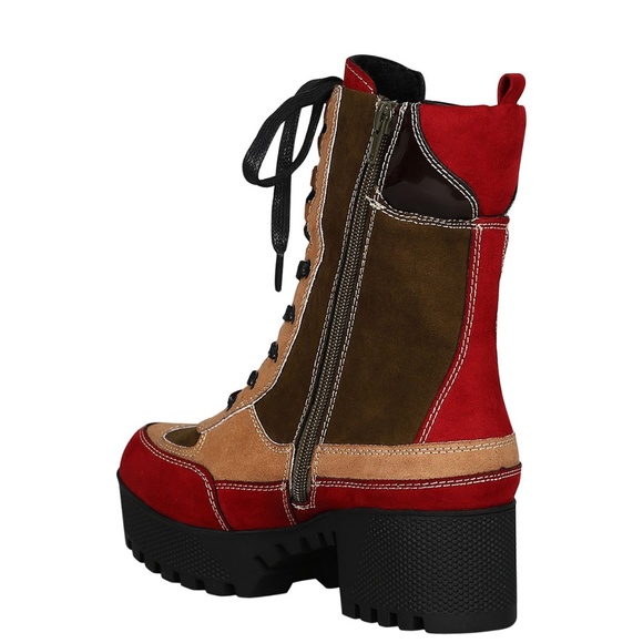 New Multi-Color Combat Ankle Booties Lug Sole Boot - Picture 4 of 5